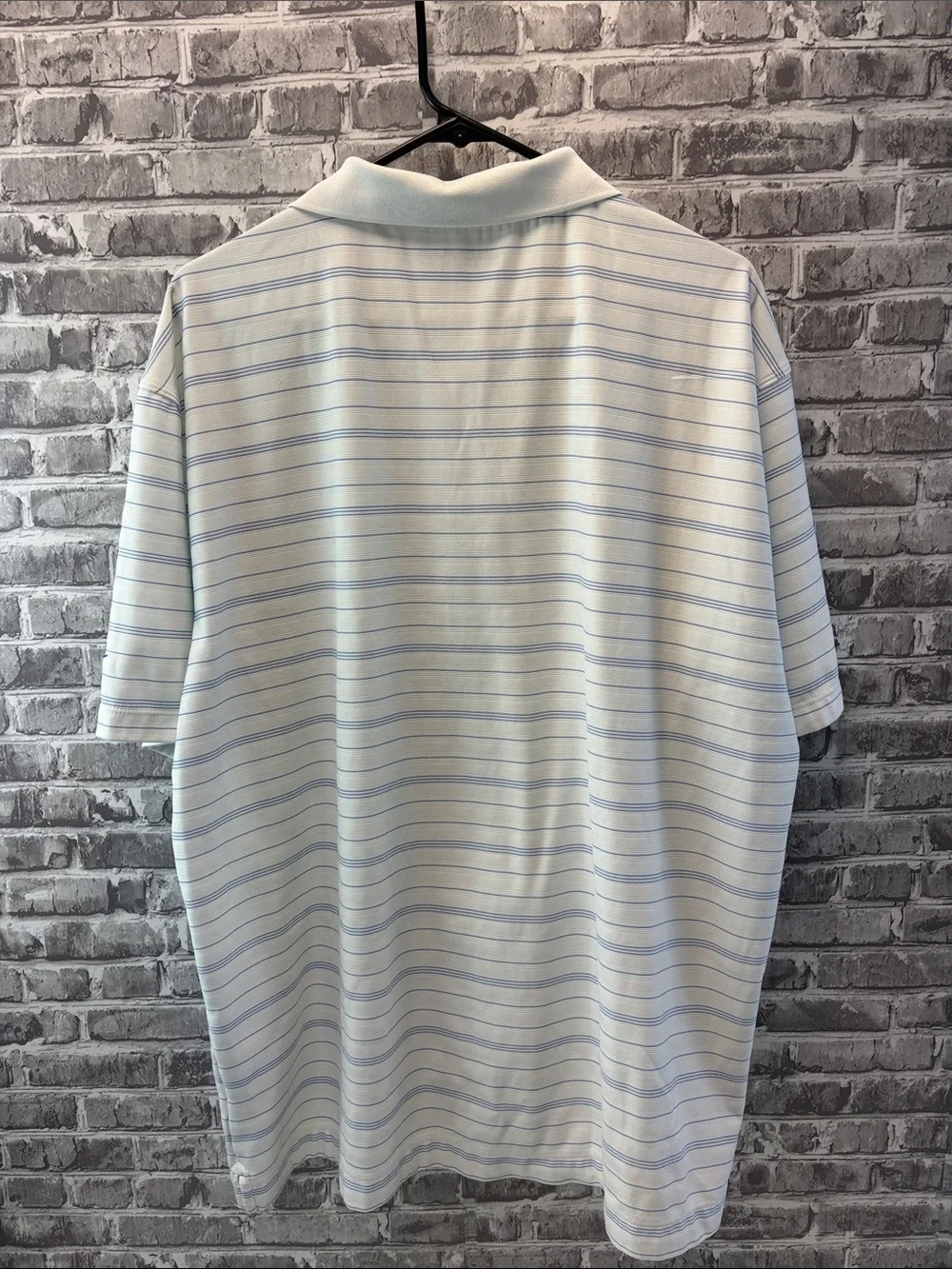 Nike Men’s White Polo with Light Blue‎ Pinstripes